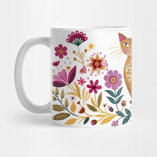 Boho Cat and flowers Mug